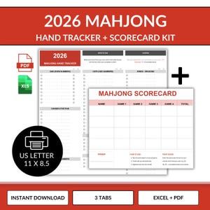 2026 Mahjong Hand Tracker Scorecard Kit | NMJL Companion (Instant PDF Download)
