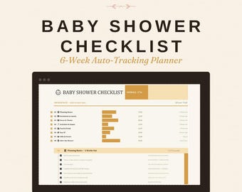 Simple Baby Shower Party Template with Auto-Progress Tracking and Guest List (Digital Download)