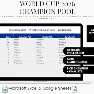 Hoja de cálculo para la quiniela del Mundial 2026 (Predicciones de campeón, finalista y semifinalista)