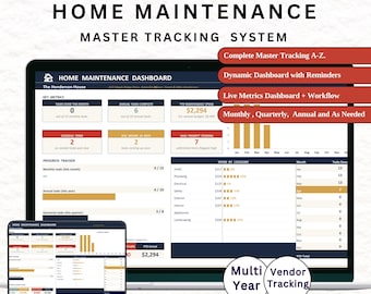 Home Maintenance Planner & Checklist | Recurring Tasks, Contractor Log, Spend Tracker