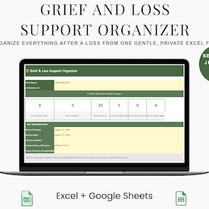 Feuille de calcul pour l'organisation du soutien au deuil | Planification des obsèques et suivi des condoléances | Outil Excel pour le deuil