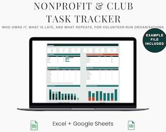 Organization Task Tracker Spreadsheet for Volunteer Teams, Board Deadlines and Recurring Duties