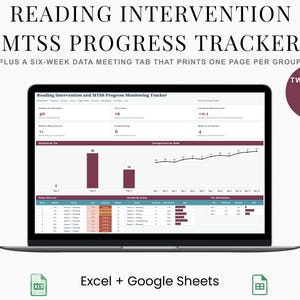 Reading Intervention Tracker Spreadsheet, MTSS Progress Monitoring and Tier Decision Log for Schools