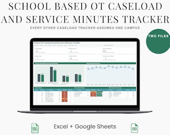 OT Caseload Tracker Spreadsheet, School Based Service Minutes Log for Occupational Therapists