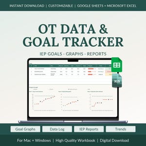 OT Data Tracker for School Occupational Therapists, IEP Goal Graphs and Progress Report Generator