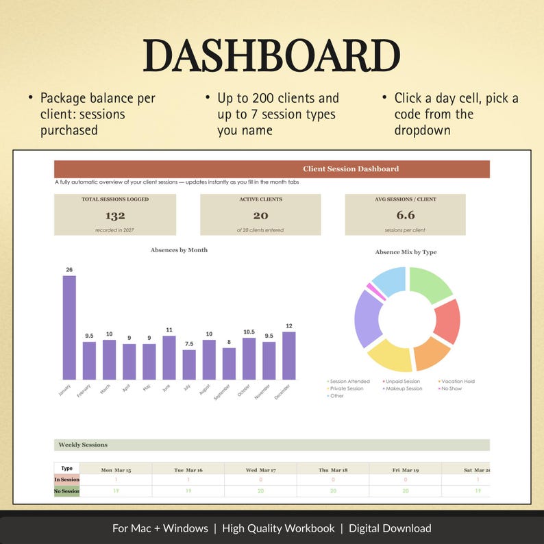 Client Session Tracker Spreadsheet - preview image 5 of 12