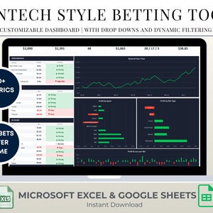 Sports Betting Log Spreadsheet, Simple Dashboard (Excel Digital Download)