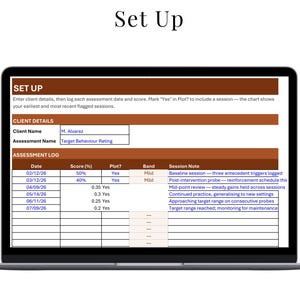 ABA Progress Chart Spreadsheet for Behavior Analysts, Baseline to Current Score Graph - preview image 6 of 10
