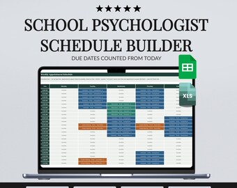 School Psychologist Schedule Spreadsheet, Evaluation Deadline and Caseload Planner