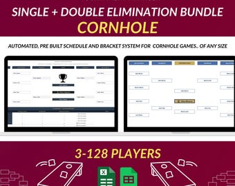 Cornhole Tournament Bracket Template | Single & Double Elimination Bundle | Excel + Google Sheets Scoreboard