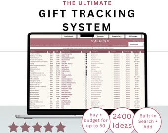 Christmas Gift Purchasing System, Spreadsheet Tracker for Gifts, Budget and Spending