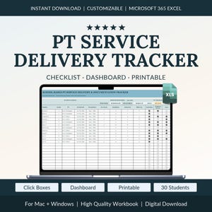 Physical Therapy Log for School Physical Therapists, Session Count Tracker, Make-Ups and Documentation Checklist