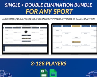 Tournament Bracket Bundle | Single, Double Elimination | Excel Google Sheets | League Organizer