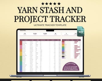 Yarn Stash Tracker Spreadsheet | Knitting Crochet Project Planner, Excel Template