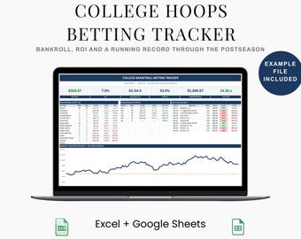 College Basketball Betting Tracker Spreadsheet, Bet Log with Bankroll and Unit Tracking