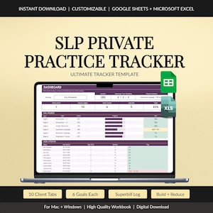 SLP Private Practice Caseload Manager, 80 Clients, Goal Progress Tracker (Digital Download)