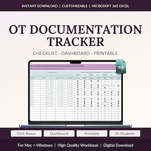 School OT Checklist for Occupational Therapists, Documentation Tracker, Teacher Consults and Quarterly Reviews