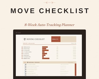 Moving Checklist Spreadsheet | 8-Week Auto-Tracking Planner, Address Changes, Utility Transfers (Excel Digital Download)