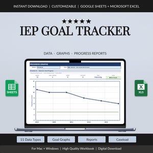 IEP-Zielverfolgung für Google Sheets & Excel, Fortschrittsüberwachung im Bereich Sonderpädagogik (Digitaler Download)
