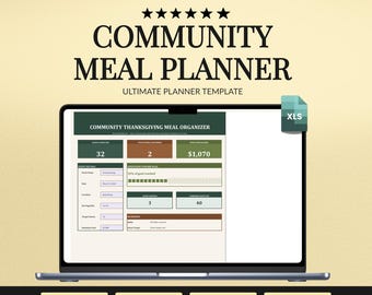 Community Meal Planner Spreadsheet | Thanksgiving Dinner Tracker (Excel Workbook)