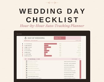 Day of Wedding Timeline Spreadsheet | Hour-by-Hour Coordinator Checklist for Bridal Party (Excel Digital Download)