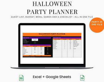 Halloween Party Planner | Guest List, Budget, Menu, Games (Excel + Google Sheets)