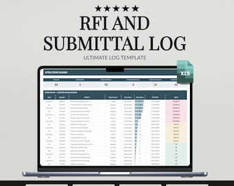 Construction RFI Submittal Log Spreadsheet | Excel Tracker (Digital Download)
