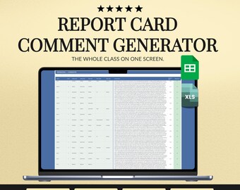 Report Card Comments Generator for Elementary Teachers, Class Comment Bank with Pronoun Check