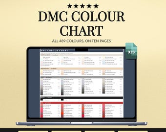 DMC Color Chart Excel and Printable PDF, All 489 Floss Colours with Anchor Conversions