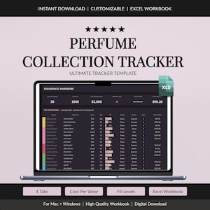 Perfume Tracker Spreadsheet | Fragrance Collection Inventory (Excel Template)