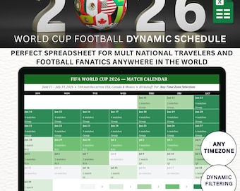 World Cup Schedule Spreadsheet with Time Zone Converter