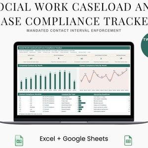Hoja de cálculo de casos de trabajo social, seguimiento del cumplimiento de los contactos con los casos y seguimiento de las fechas de los juicios para los trabajadores sociales.