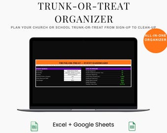 Trunk or Treat Organizer | Church School Halloween Event Planner Excel + Google Sheets