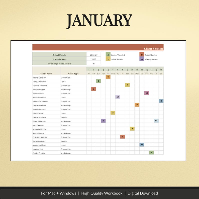 Client Session Tracker Spreadsheet - preview image 9 of 12
