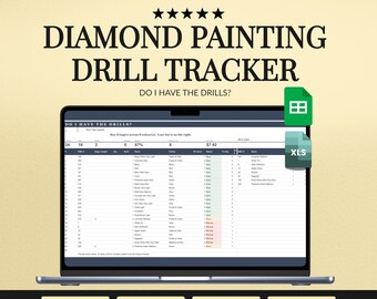 Diamond Painting Drill Tracker Spreadsheet, Kit Planner, DMC Drill Inventory and Canvas Size Calculator