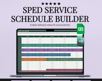 SPED Schedule Builder Spreadsheet, Special Education Service Minutes and Group Planner