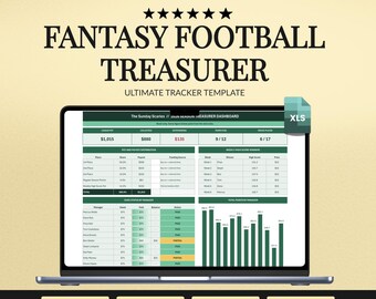 Fantasy Football Treasurer Spreadsheet | Dues, Payouts, Standings Tracker (Excel Workbook)