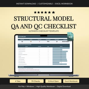 QA QC Checklist for Structural Models | Engineering Model Review and Sign Off Log | Excel Template for Structural Engineers