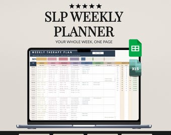SLP Weekly Planner, 15 Minute Therapy Blocks, Student Minutes, Excel and Google Sheets