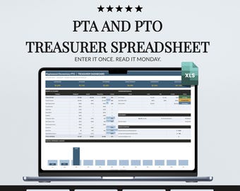 PTA Treasurer Spreadsheet for PTO and Booster Clubs, Budget, Dues and Monthly Report