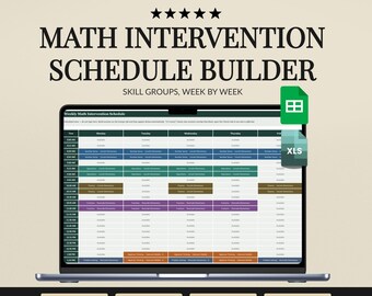 Math Intervention Schedule Builder Spreadsheet, Small Group Planner and Minutes Tracker