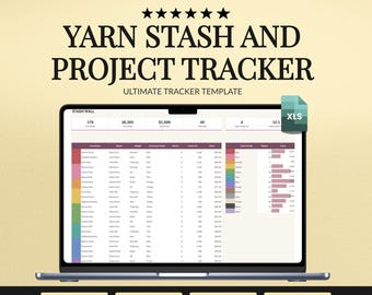Yarn Stash Tracker Spreadsheet | Knitting Crochet Project Planner, Excel Template