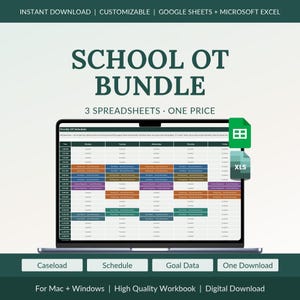 OT Bundle for School Occupational Therapists, Caseload Tracker, Schedule Builder and Data Tracker