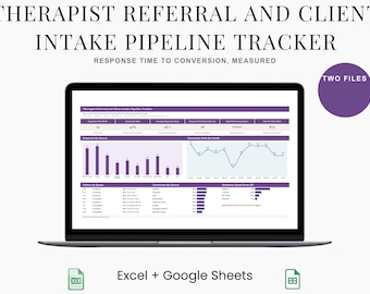 Private Practice Intake Tracker, Therapist Referral Pipeline and Enquiry Conversion Log Excel Google Sheets