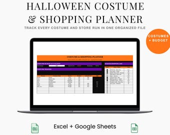 Halloween Costume Planner | Family Tracker, Budget, Shopping List (Excel + Google Sheets)