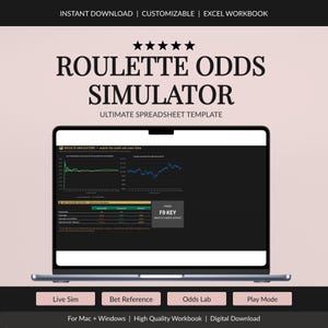 Roulette Probability Simulator Spreadsheet with Monte Carlo Sim and Bankroll Chart
