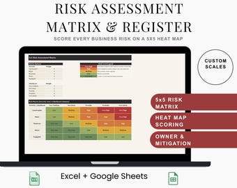Risk Assessment Matrix Spreadsheet | Heat Map Register and Dashboard | Small Business Project Manager