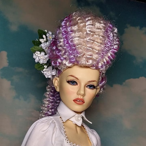 Saran hard cap wig for Iplehouse SID woman -- ROCOCO White, Purple wig -- Laurie Lenz ANGELS Doll Studio