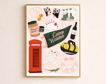 Impresión ilustrada de la película Camp Walden Verano de 1998 Arte de nostalgia milenaria