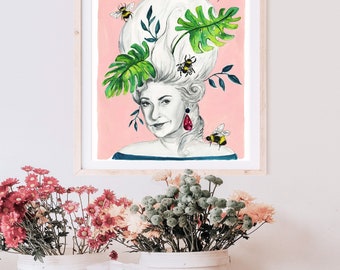 Golden Girls Bee's On Bea Antoinette  Print of Original Watercolor Painting